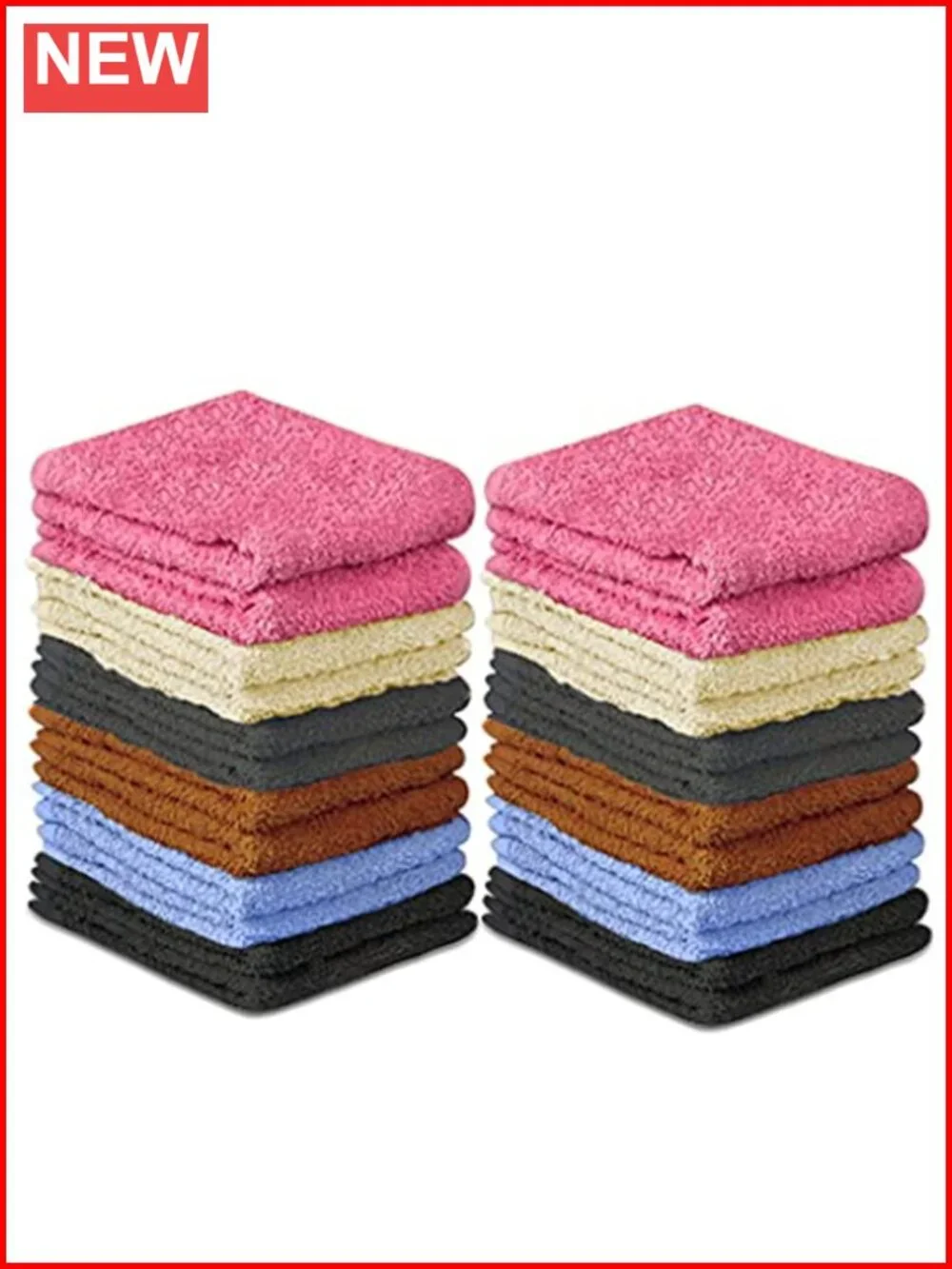24 Pack 100% Cotton Washcloths Soft Absorbent Face Towels 12x12